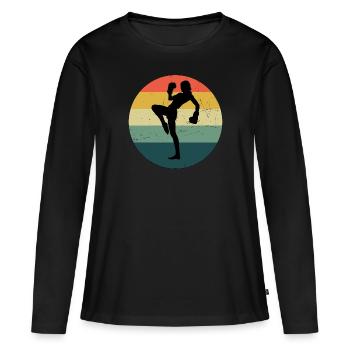 Kickboxing Kickboxing Homme Boxe Kickboxer - T-shirt manches longues Premium bio Femme - noir - Devant - Julia (174cm)