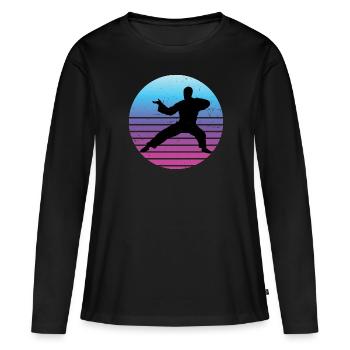 Wushu Arts Martiaux Hommes Kung Fu Kungfu - T-shirt manches longues Premium bio Femme - noir - Devant - Julia (174cm)