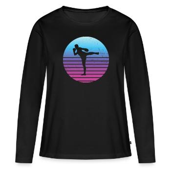 Hommes Femmes Muay Thai Boxe Thaï Thaï Thaï - T-shirt manches longues Premium bio Femme - noir - Devant - Julia (174cm)