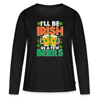 St Paddy’s St Patricksday St Patrick Day - T-shirt manches longues Premium bio Femme - noir - Devant - Julia (174cm)