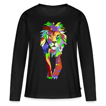 Lion Pop Art - T-shirt manches longues Premium bio Femme - noir - Devant - Julia (174cm)
