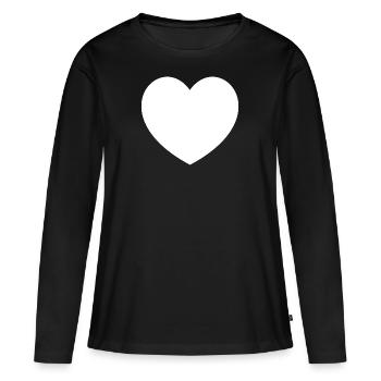 Coeur blanc - T-shirt manches longues Premium bio Femme - noir - Devant - Julia (174cm)