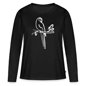 Perroquet sur une branche - T-shirt manches longues Premium bio Femme - noir - Devant - Julia (174cm)