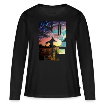 Surf Surfers Surf Surf - T-shirt manches longues Premium bio Femme - noir - Devant - Julia (174cm)