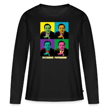 Richard Feynman T-shirt Feynman Pop-art Shirt - T-shirt manches longues Premium bio Femme - noir - Devant - Julia (174cm)