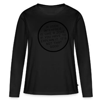 Conception UX / UI | Concepteur | Interface | IT - T-shirt manches longues Premium bio Femme - noir - Devant - Julia (174cm)