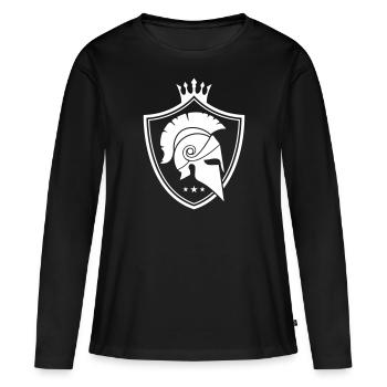 Blason de casque spartiate - T-shirt manches longues Premium bio Femme - noir - Devant - Julia (174cm)