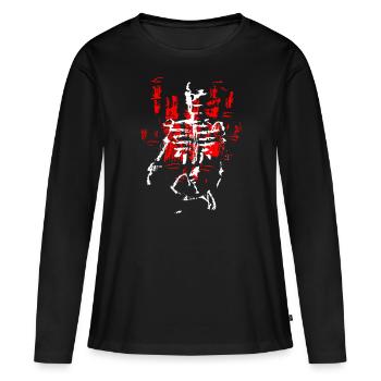 squelette - T-shirt manches longues Premium bio Femme - noir - Devant - Julia (174cm)