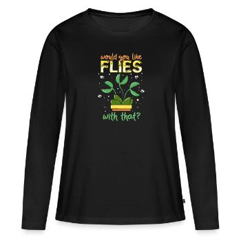 Fleischfressende Pflanzen - Frauen Premium Bio Langarmshirt - Schwarz - Vorne - Julia (174cm)