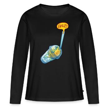 Pufferfish in plastic glass request help - Women's Premium Organic Long Sleeve Shirt - black - Front - Julia (174cm)