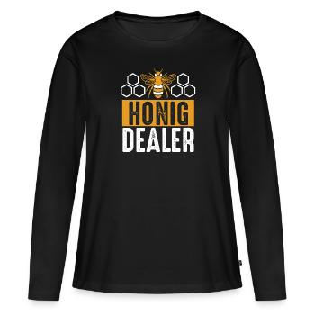 Honig Dealer - Frauen Premium Bio Langarmshirt - Schwarz - Vorne - Julia (174cm)