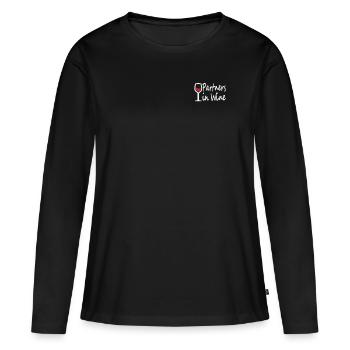 Partners in Wine - wine gift saying - Women's Premium Organic Long Sleeve Shirt - black - Front - Julia (174cm)