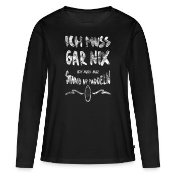 Stand Up Paddling Paddel - Frauen Premium Bio Langarmshirt - Schwarz - Vorne - Julia (174cm)