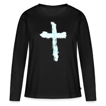 Kreuz Faith - Frauen Premium Bio Langarmshirt - Schwarz - Vorne - Julia (174cm)