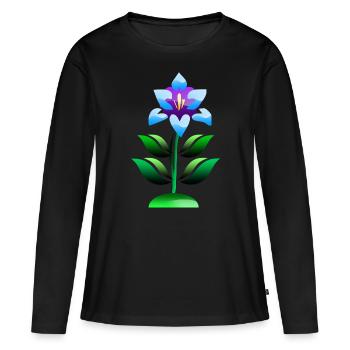 Fleur pourpre et bleue - T-shirt manches longues Premium bio Femme - noir - Devant - Julia (174cm)