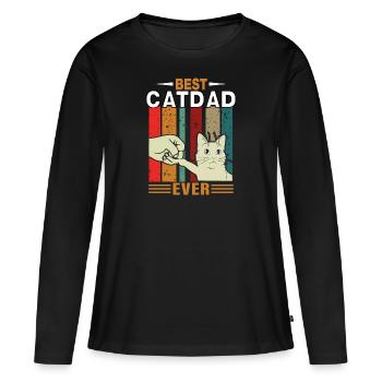 BEST CAT DAD EVER Katen Papa Vatertag Geschenk - Frauen Premium Bio Langarmshirt - Schwarz - Vorne - Julia (174cm)