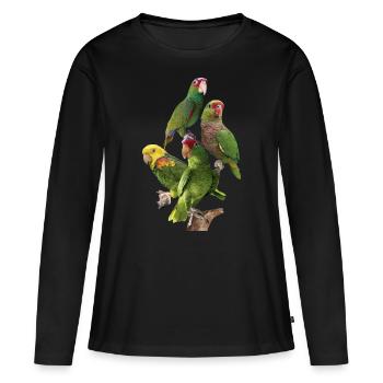 Papageien aus dem Amazonas - Frauen Premium Bio Langarmshirt - Schwarz - Vorne - Julia (174cm)