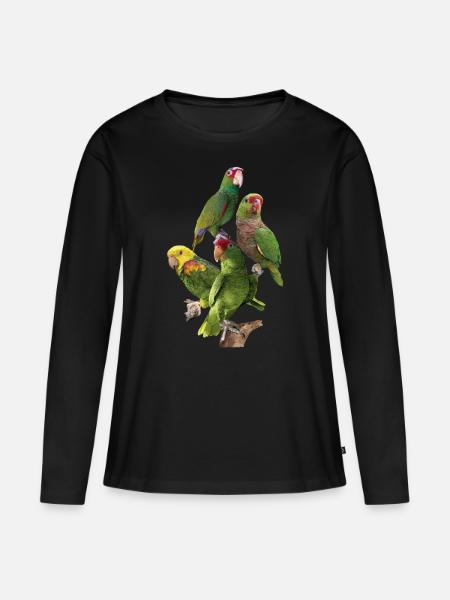 Papageien aus dem Amazonas - Frauen Premium Bio Langarmshirt - Schwarz