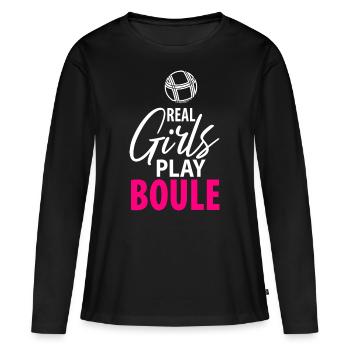 Pétanque Pétanque Pétanque Pétanque Femmes Femmes Filles - T-shirt manches longues Premium bio Femme - noir - Devant - Julia (174cm)