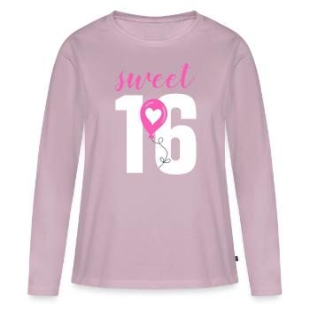 SWEET SIXTEEN - SEIZE - FILLE DE 16E ANNIVERSAIRE - T-shirt manches longues Premium bio Femme - rose poudré - Devant - Julia (174cm)
