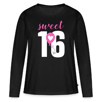 SWEET SIXTEEN - SEIZE - FILLE DE 16E ANNIVERSAIRE - T-shirt manches longues Premium bio Femme - noir - Devant - Julia (174cm)