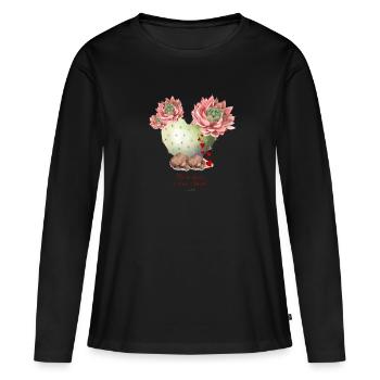 Mots doux à mon amant - T-shirt manches longues Premium bio Femme - noir - Devant - Julia (174cm)