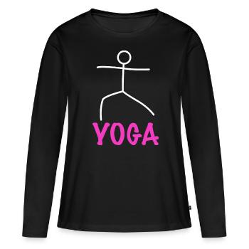 Yoga Figure - T-shirt manches longues Premium bio Femme - noir - Devant - Julia (174cm)