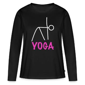 Exercice de yoga - T-shirt manches longues Premium bio Femme - noir - Devant - Julia (174cm)