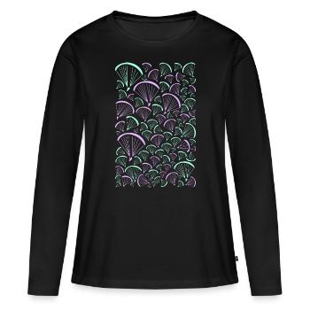 FLY high - Frauen Premium Bio Langarmshirt - Schwarz - Vorne - Julia (174cm)