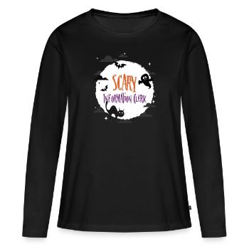 Commis à l’information effrayant - T-shirt manches longues Premium bio Femme - noir - Devant - Julia (174cm)
