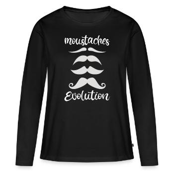 moustache évolution - T-shirt manches longues Premium bio Femme - noir - Devant - Julia (174cm)