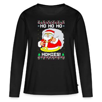Ho Ho Homies Noël moche - T-shirt manches longues Premium bio Femme - noir - Devant - Julia (174cm)