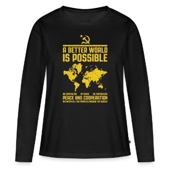 Internationalisme communiste - T-shirt manches longues Premium bio Femme - noir - Devant - Julia (174cm)