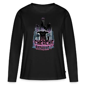 ou cherche bataille ? - T-shirt manches longues Premium bio Femme - noir - Devant - Julia (174cm)