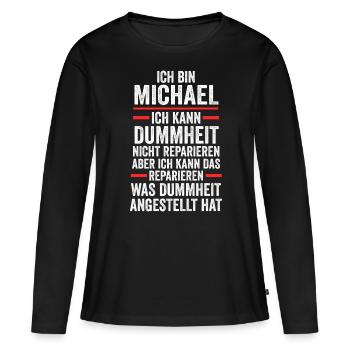 Michael - Frauen Premium Bio Langarmshirt - Schwarz - Vorne - Julia (174cm)