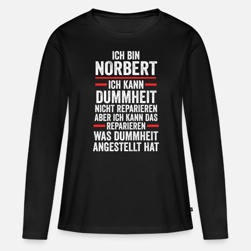 Norbert - Frauen Premium Bio Langarmshirt - Schwarz