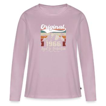 1966 - Cadeau né en 1966 - T-shirt manches longues Premium bio Femme - rose poudré - Devant - Julia (174cm)
