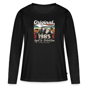 1985 - Cadeau né en 1985 - T-shirt manches longues Premium bio Femme - noir - Devant - Julia (174cm)