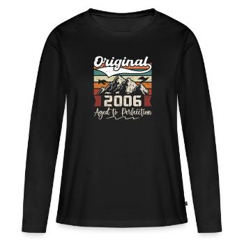 2006 - Cadeau né en 2006 - T-shirt manches longues Premium bio Femme - noir - Devant - Julia (174cm)