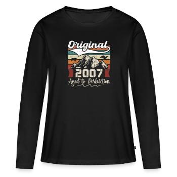 2007 - Cadeau né en 2007 - T-shirt manches longues Premium bio Femme - noir - Devant - Julia (174cm)