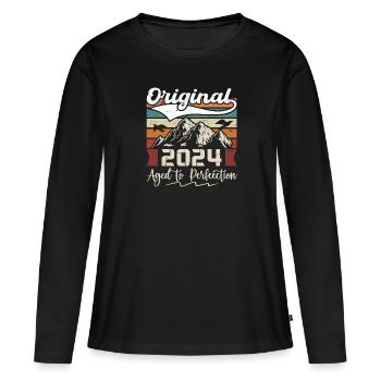 2024 - Cadeau né en 2024 - T-shirt manches longues Premium bio Femme - noir - Devant - Julia (174cm)