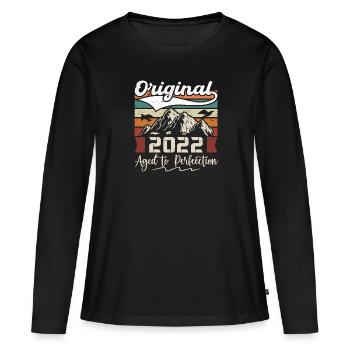 2022 - Cadeau né en 2022 - T-shirt manches longues Premium bio Femme - noir - Devant - Julia (174cm)