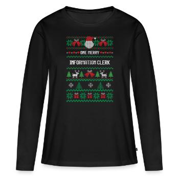Un joyeux commis à l’information - T-shirt manches longues Premium bio Femme - noir - Devant - Julia (174cm)