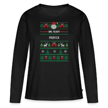 Une imprimante joyeuse - T-shirt manches longues Premium bio Femme - noir - Devant - Julia (174cm)