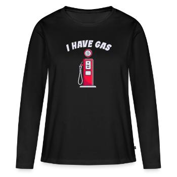 J’ai une pompe à essence drôle - T-shirt manches longues Premium bio Femme - noir - Devant - Julia (174cm)
