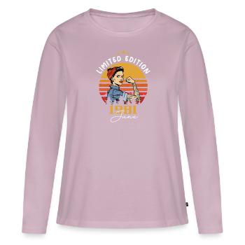 Vintage 1981 - Born In June 1981 - Frauen Premium Bio Langarmshirt - Altrosa - Vorne - Julia (174cm)