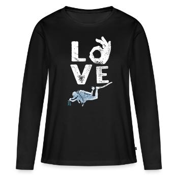 Ich mag es, mit einem Taucher zu tauchen - Frauen Premium Bio Langarmshirt - Schwarz - Vorne - Julia (174cm)
