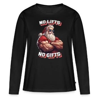 Père Noël grossier - Pas d’ascenseurs, pas de cadeaux - T-shirt manches longues Premium bio Femme - noir - Devant - Julia (174cm)