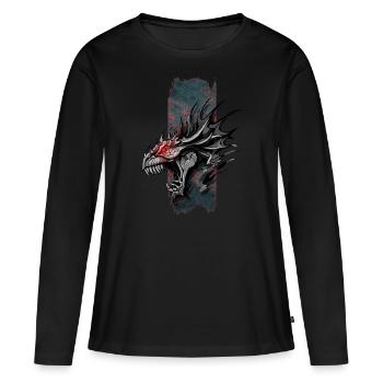 Inferno's Roar: Dragon with Red Eyes - Women's Premium Organic Long Sleeve Shirt - black - Front - Julia (174cm)