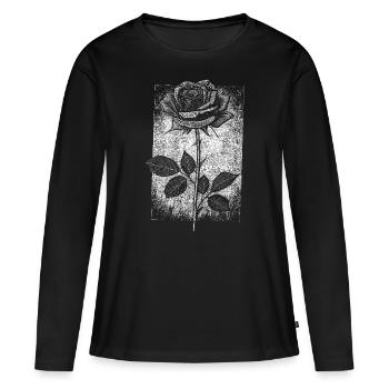 Rose de style gothique - T-shirt manches longues Premium bio Femme - noir - Devant - Julia (174cm)